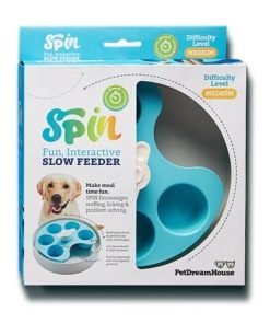 spin interactive adjustable slow feeder bowl for cats and dogs