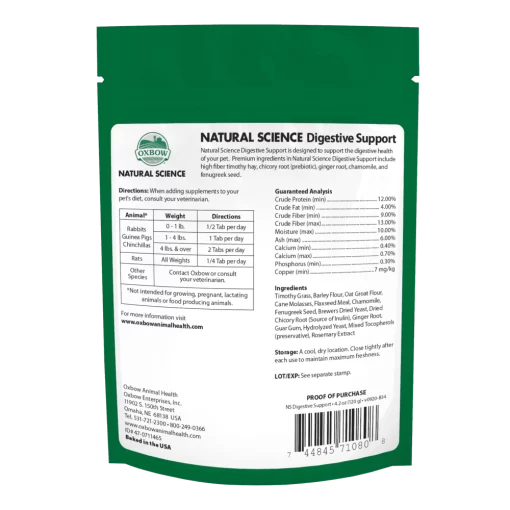 Oxbow Natural Science Digestive Support Supplement 120g back