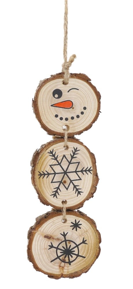 Rosewood Log-Slice Snowman Gnaw